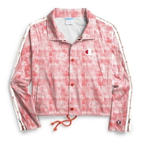 NWT Champion Track Jacket Size Medium Logo Pink Long Sleeve Wind Breaker - Picture 3 of 7